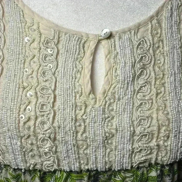 Calypso St. Barth Beaded Embroidered Flare Sleeve Floral Tunic Top Size Medium - Picture 3 of 10